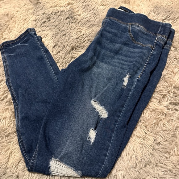 Old Navy Women's Distressed Skinny Jeans - Dark Blue - Picture 5 of 5